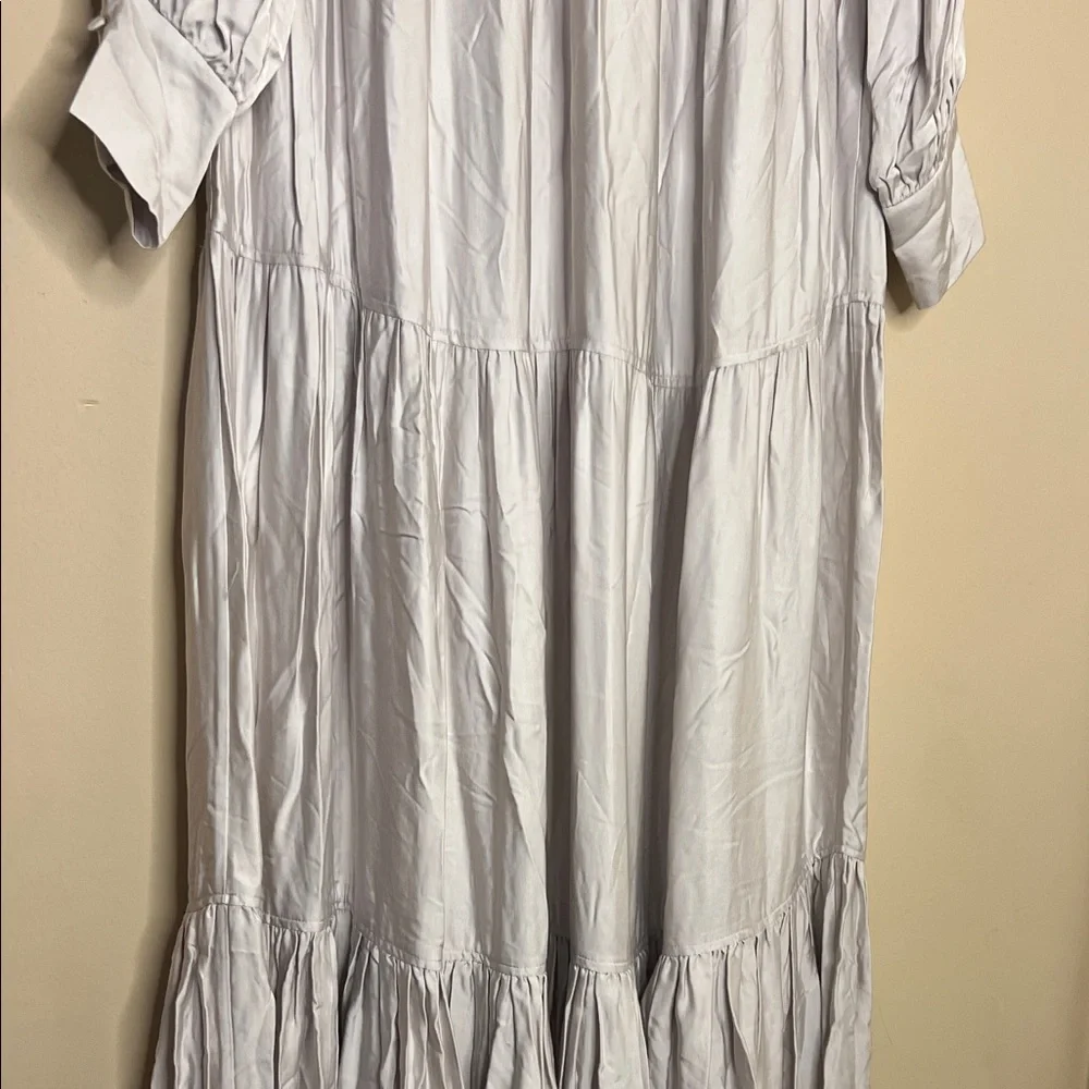 Elegant Long Sleeve Silver Maxi Dress - Picture 3 of 4